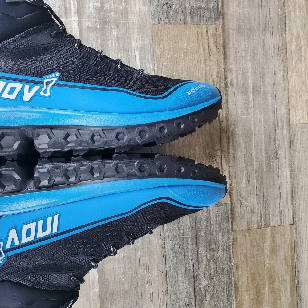 Inov-8 RocFly G 390 Boots Mens 9 Black Blue Running Hiking‎ Ankle Boot